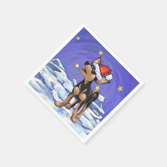 Guardanapo De Papel Starry Night Festivo Chihuhua em Santa Hat (Canto)