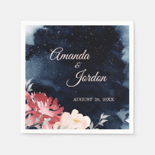 Guardanapo De Papel Starry Night Floral Casamento Cocktail Napkin