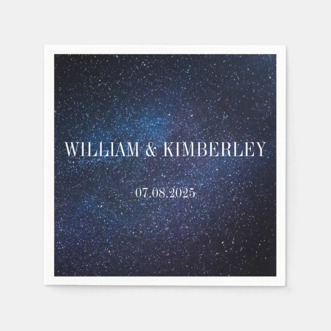 Guardanapo De Papel Starry Night Sky Galaxy Casamento Elegante Napkin (Frente)
