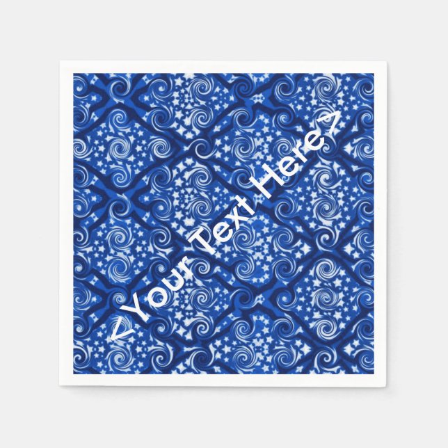 Guardanapo De Papel Stars and Swirls Blue Personalizado Napkins (Frente)