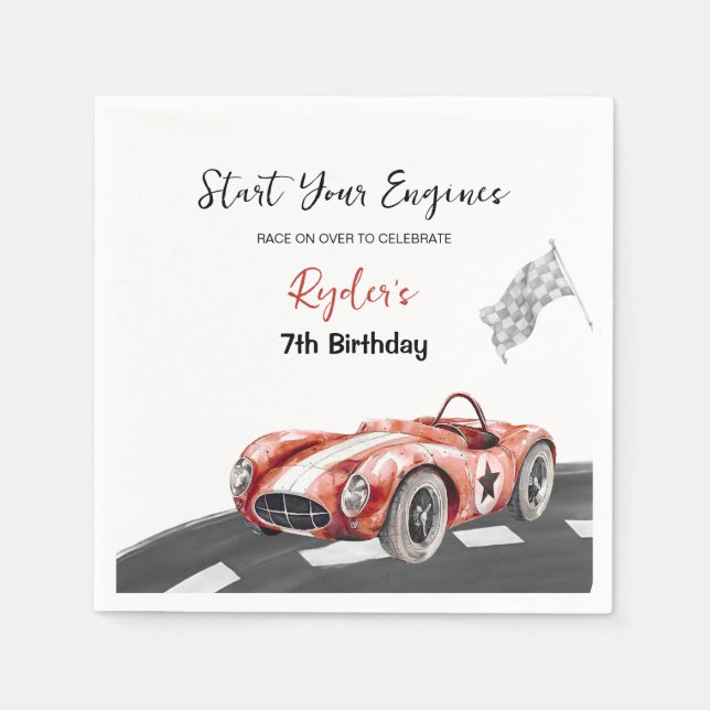 Guardanapo De Papel Start Your Engine Any Age Birthday  (Frente)