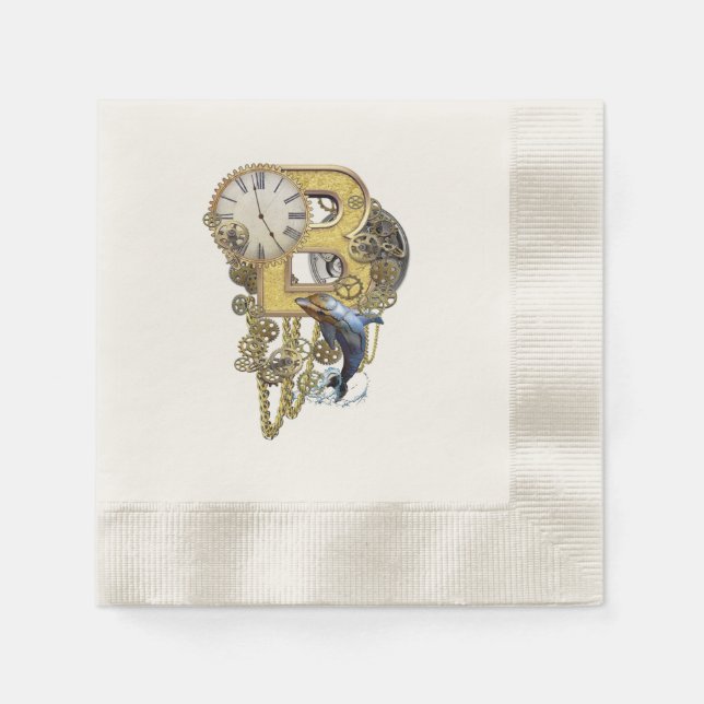 Guardanapo De Papel Steampunk Birthday - letra B (Frente)