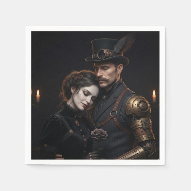 Guardanapo De Papel Steampunk Gothic Paar (Frente)