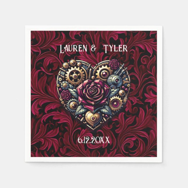 Guardanapo De Papel Steampunk Gothic Themed Casamento Personalizado (Frente)
