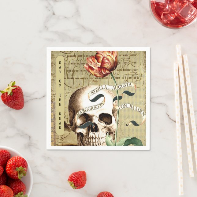 Guardanapo De Papel Steampunk Skull Floral Escrevendo Stickers Hallowe (Insitu)
