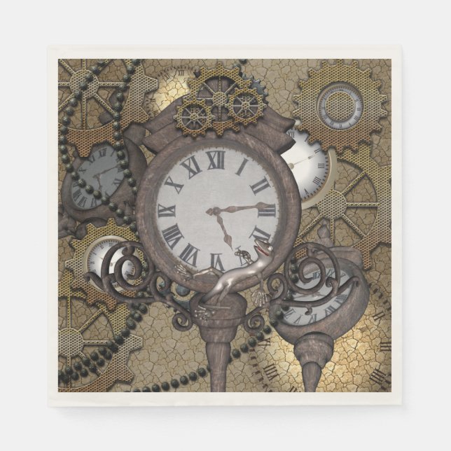 Guardanapo De Papel Steampunk, você pode ver a lagartixa engraçada? (Frente)