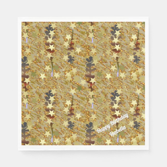 Guardanapo De Papel Stencil Art Abstract Sparkle Glitzy Birthday Party (Frente)