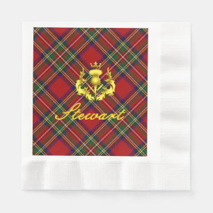 Guardanapo De Papel Stewart Tartan & Coroa de Tília Dourada