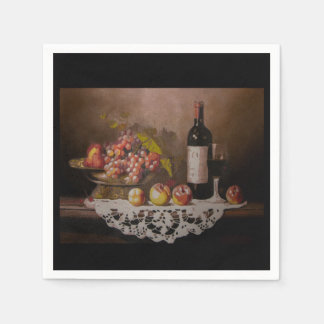 Guardanapo De Papel Still life Fruit Bowl and Wine Bottle     