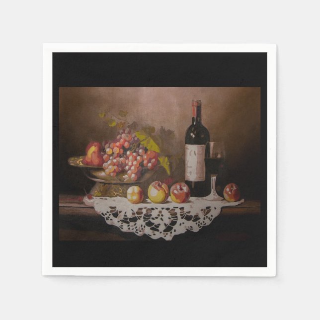 Guardanapo De Papel Still life Fruit Bowl and Wine Bottle      (Frente)