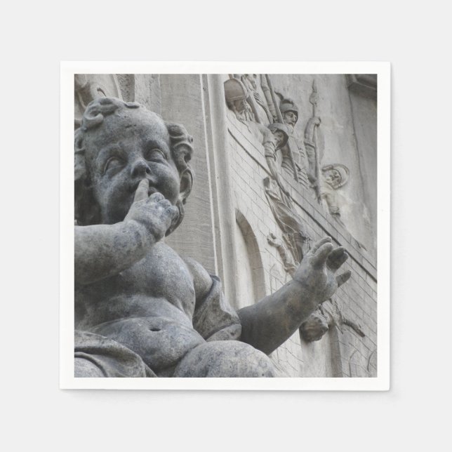 Guardanapo De Papel Stone Angel Cherub Gothic Napkins (Frente)