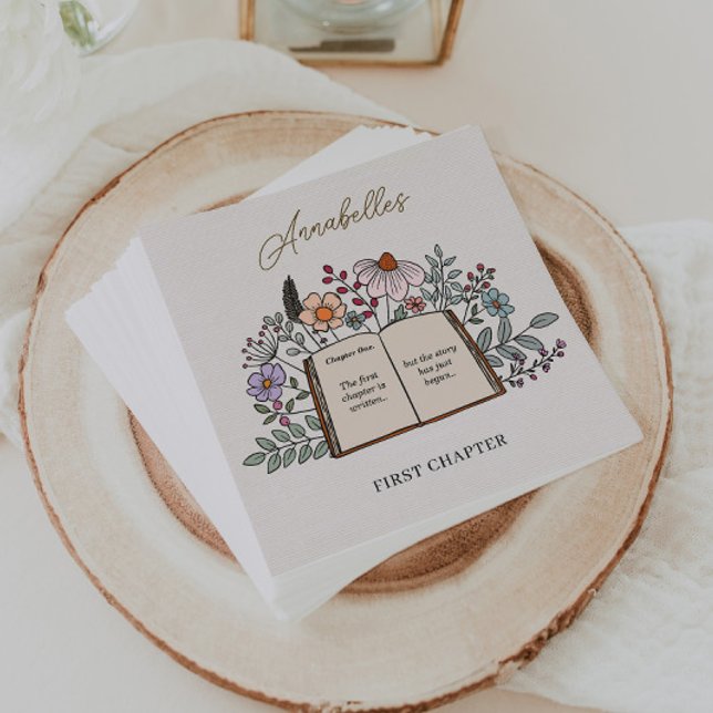 Guardanapo De Papel Story Book First Chapter Floral Girls Birthday (Criador carregado)