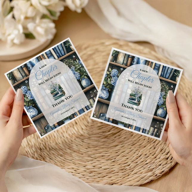 Guardanapo De Papel Storybook Blue Boy Library Book Baby Shower (Criador carregado)