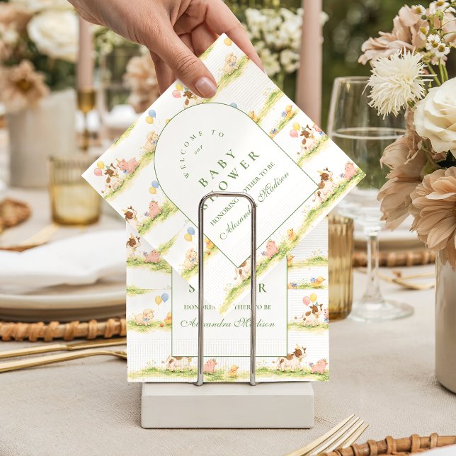 Guardanapo De Papel Storybook Farm Animals Pastel Baby Shower (Criador carregado)