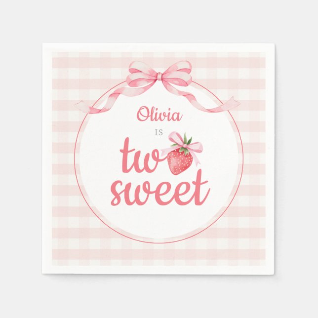 Guardanapo De Papel Strawberries Two Sweet 2nd Birthday (Frente)