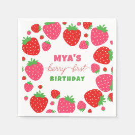 Guardanapo De Papel Strawberry Berry First Birday Paper Napkins