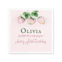 Strawberry Berry Pink Primeiro Sinal de Aniversári