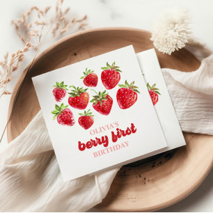 Guardanapo De Papel Strawberry Berry Primeiro Aniversário
