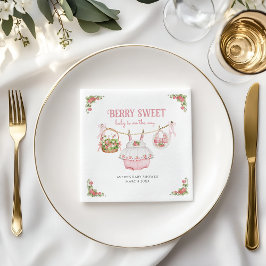 Guardanapo De Papel Strawberry Berry Sweet Modern Baby Girl Chá