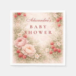Guardanapo De Papel Strawberry Blush Floral Baby Shower
