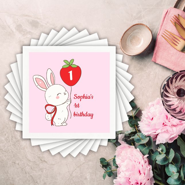 Guardanapo De Papel Strawberry Bunny Birthday (Criador carregado)