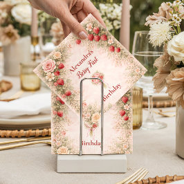 Guardanapo De Papel Strawberry Garden Floral 1st Birthday