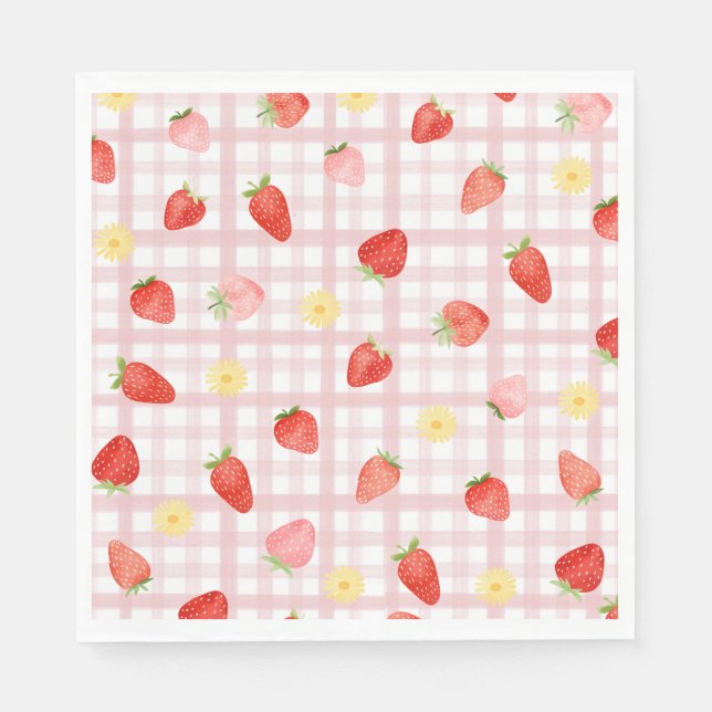 Guardanapo De Papel Strawberry Gingham Paper Napkins (Frente)