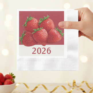Guardanapo De Papel Strawberry New Year's Eve Cute