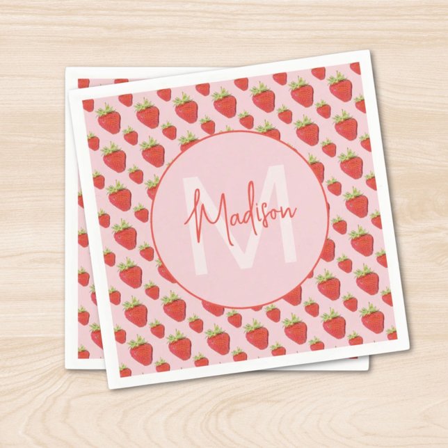 Guardanapo De Papel Strawberry Pattern Monogram  (Criador carregado)