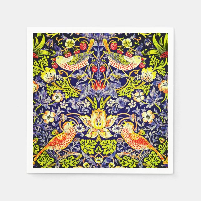Guardanapo De Papel Strawberry Thef Birds William Morris (Frente)