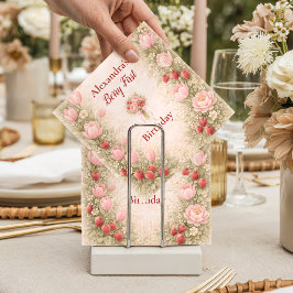 Guardanapo De Papel Strawberry Vintage Floral Theme 1st Birthday