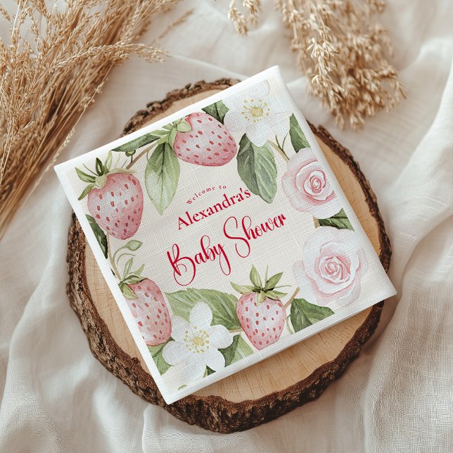 Guardanapo De Papel Strawberry Woodland Baby Shower (Criador carregado)