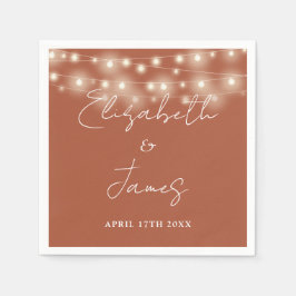 Guardanapo De Papel String Lights Elegant Script Terracotta Wedding
