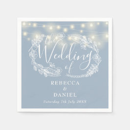 Guardanapo De Papel String Lights Floral Dusty Blue Weding