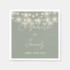 Guardanapo De Papel String Lights Script Black And White Weding