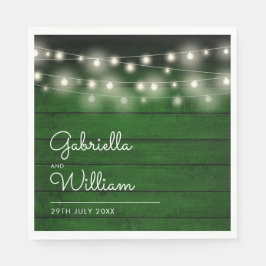 Guardanapo De Papel String Luzes Verdes Rustic Wood Elegante