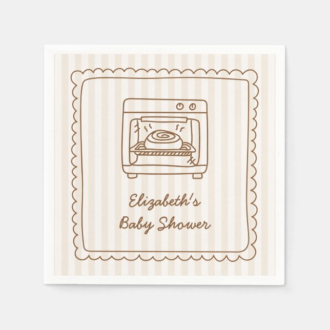 Guardanapo De Papel Stripe Bun in the Oven Baby Shower Napkin (Frente)