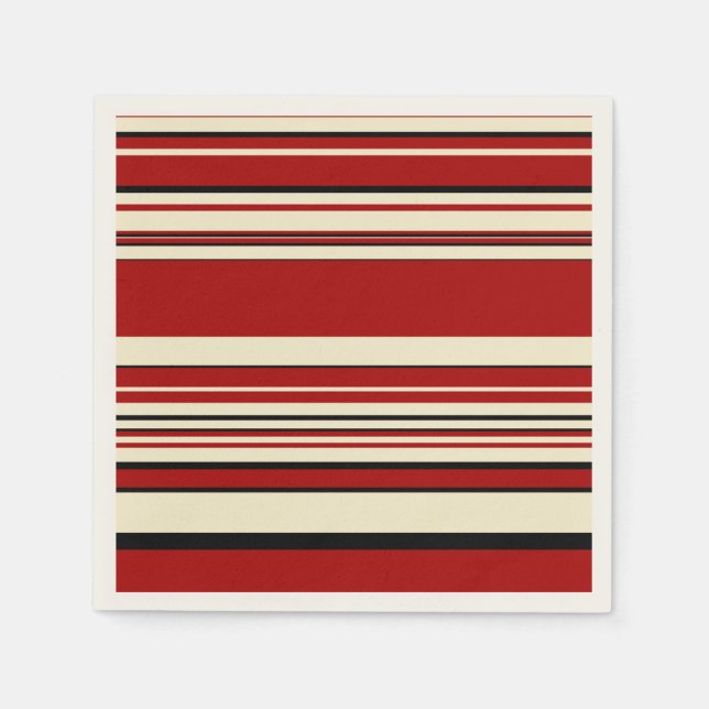 Guardanapo De Papel Stripes Complexas - Vermelho e Creme (Frente)