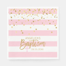 Strips Pastel PINK Dourada GIRL BAPTISM Lunchee