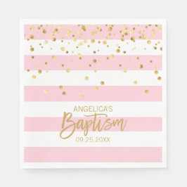 Guardanapo De Papel Strips Pastel PINK Dourada GIRL BAPTISM Lunchee