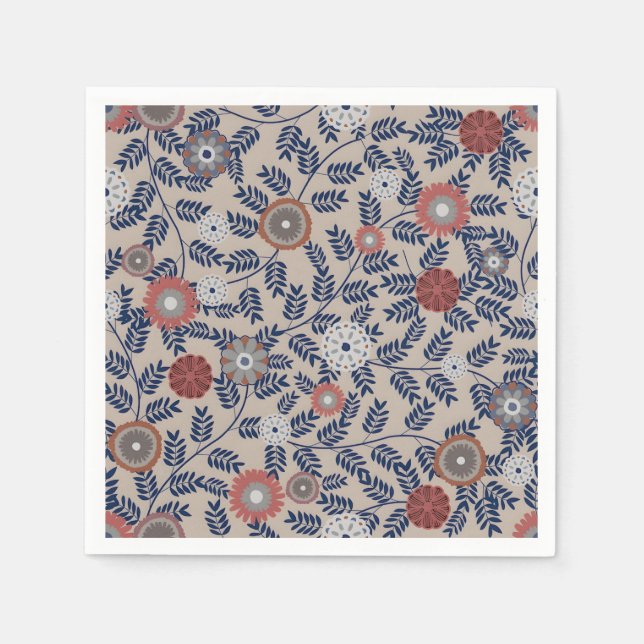 Guardanapo De Papel Stunning Teal and Magenta Foliage Pattern  (Frente)