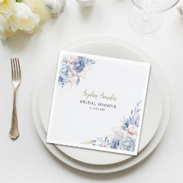 Guardanapo De Papel Stylish Bridal Shower with Elegant Blue Blooms