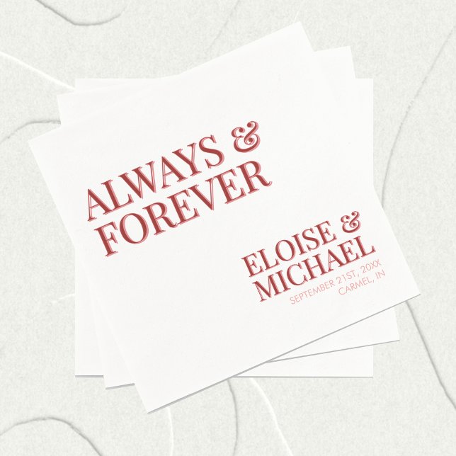 Guardanapo De Papel Stylish Contemporary Pink and Red Wedding (Stylish Contemporary Pink and Red Wedding Napkins)