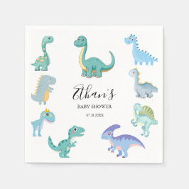 Guardanapo De Papel Stylish Dinosaur Baby Shower White