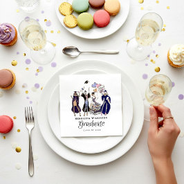 Guardanapo De Papel Stylish Graduate Women Purple Gown Graduation 