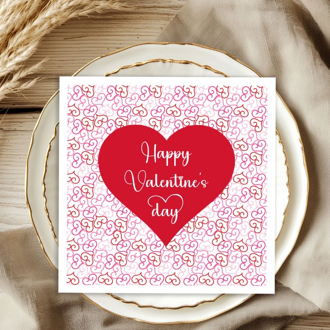 Guardanapo De Papel Stylish Pink Red Hearts Valentine Napkins (Stylish Pink Red Hearts Valentine Napkins)