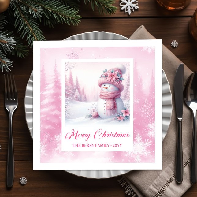 Guardanapo De Papel Stylish Pinkmas Kids Christmas Scene Winter Forest (Stylish Pinkmas Kids Christmas Scene Winter Forest Christmas Napkins

)