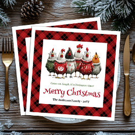 Guardanapo De Papel Stylish Whimsical Chickens Custom Name Minimalist