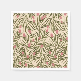 Guardanapo De Papel Stylized pink bell-shaped floral pattern