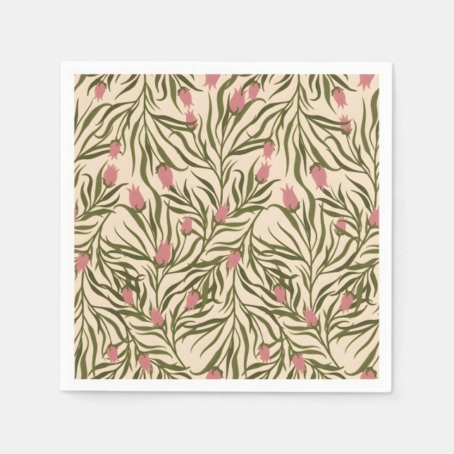 Guardanapo De Papel Stylized pink bell-shaped floral pattern (Frente)